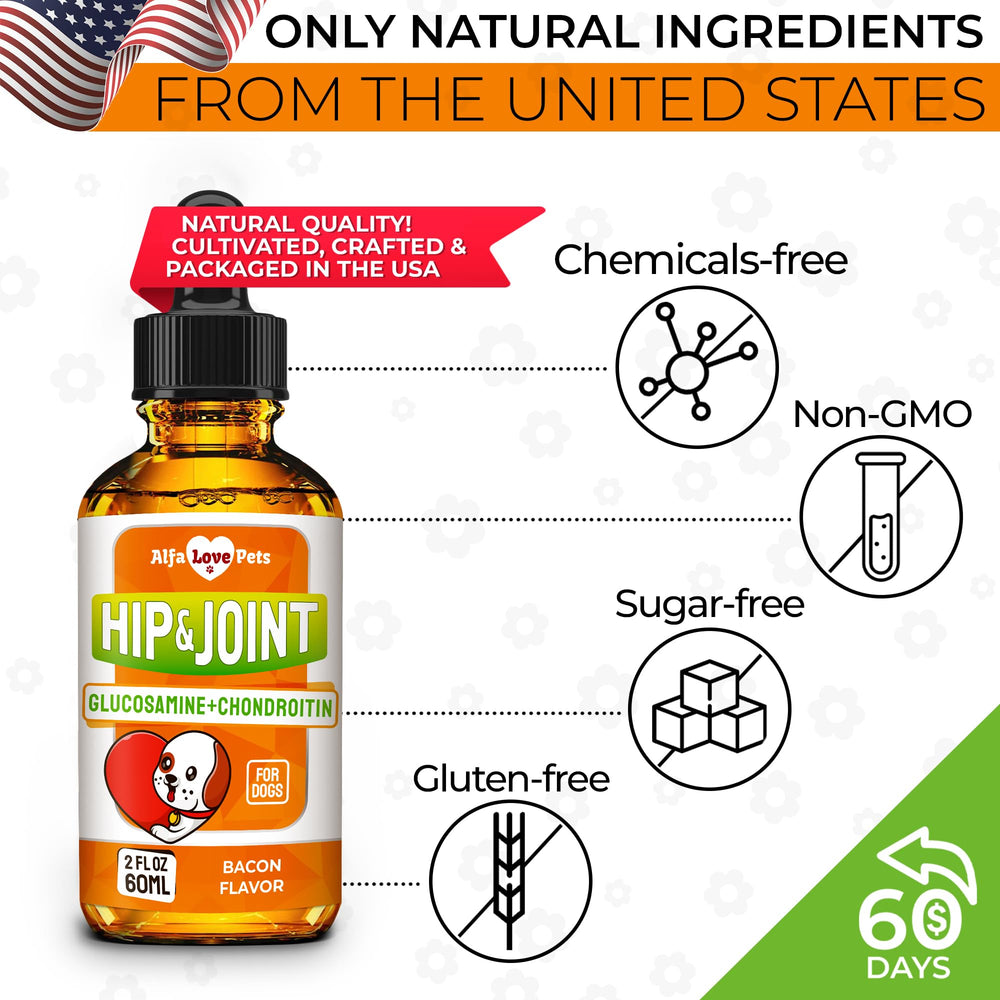 Alfa Love Pets glucosamine pour chiens, utilisation quotidienne facile après les repas.