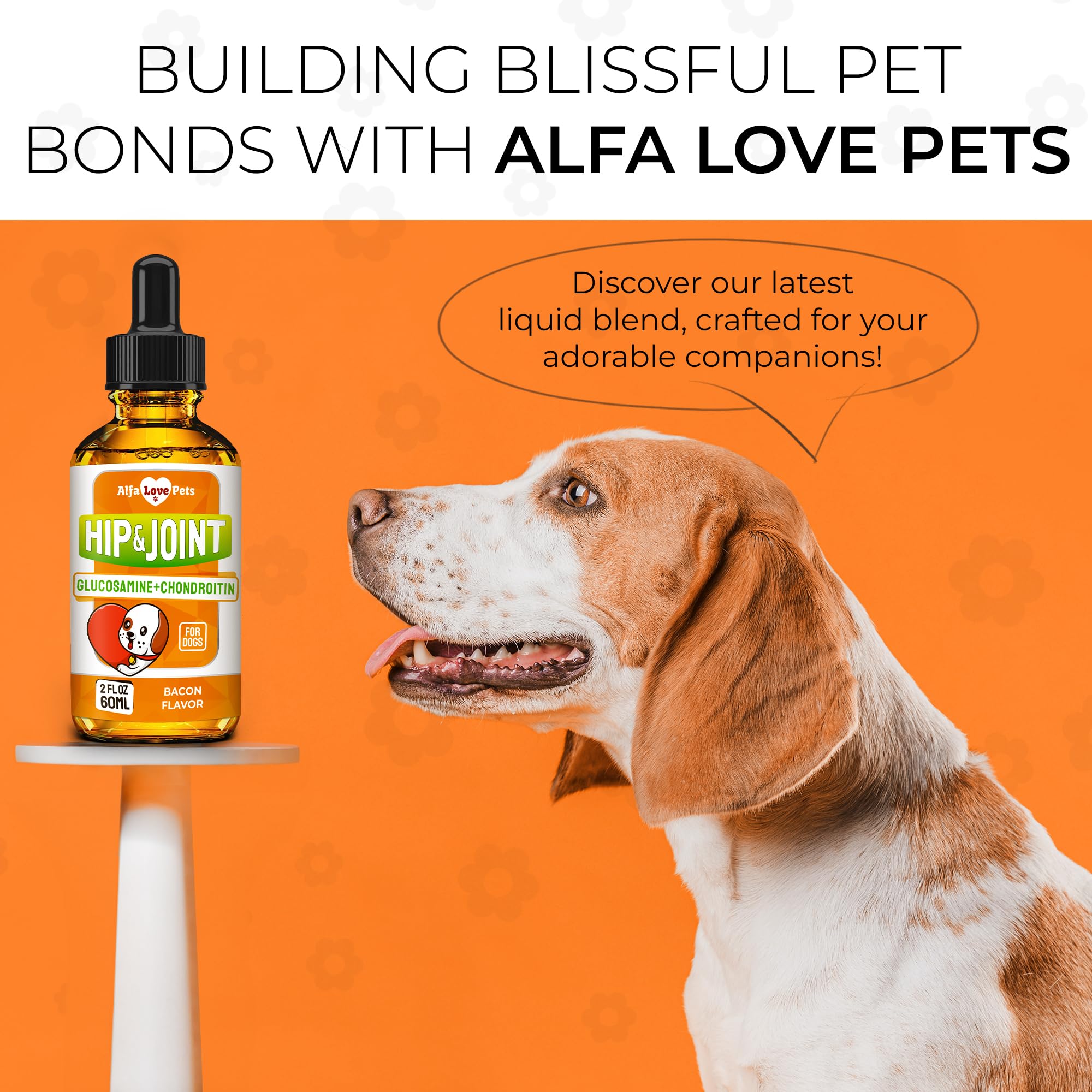 Alfa Love Pets glucosamine pour chiens, formulation adaptée à toutes les tailles et races.