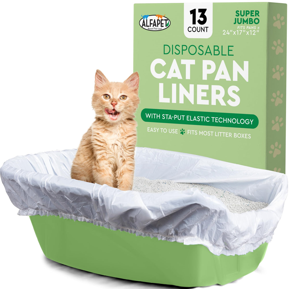 Alfapet sacs litière elastiques super jumbo 42x20, grande capacité et ajustement sûr.