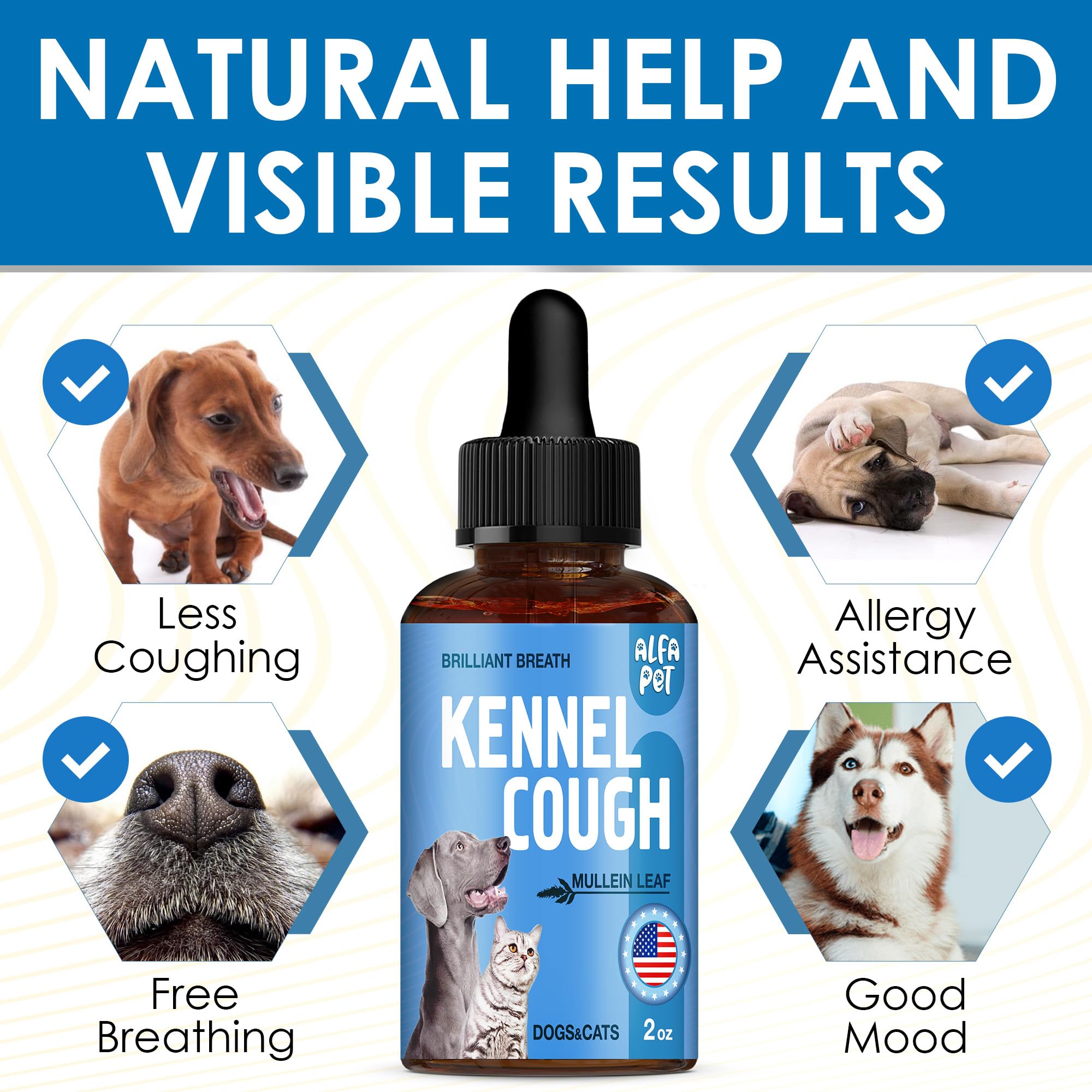 Alfa Pet Soutien Respiration Chat — flacon 2oz facilite une respiration plus fluide.