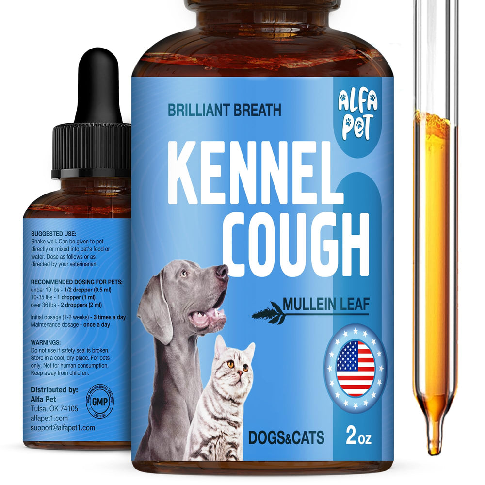 Alfa Pet Traitement Toux Chien — flacon 2oz soutient les voies respiratoires.