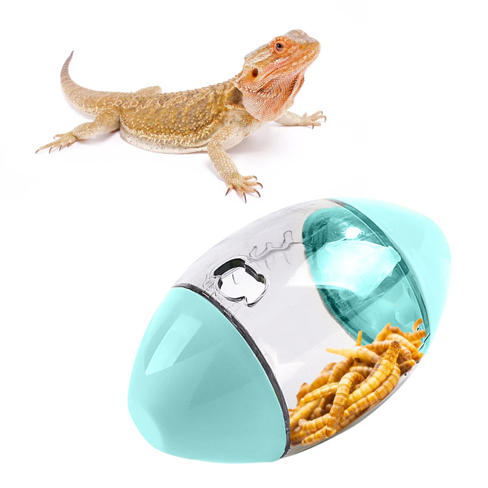 ALI2 Lizard Feeder forme rugby verte, outil stimulant l’activité et l’appétit.