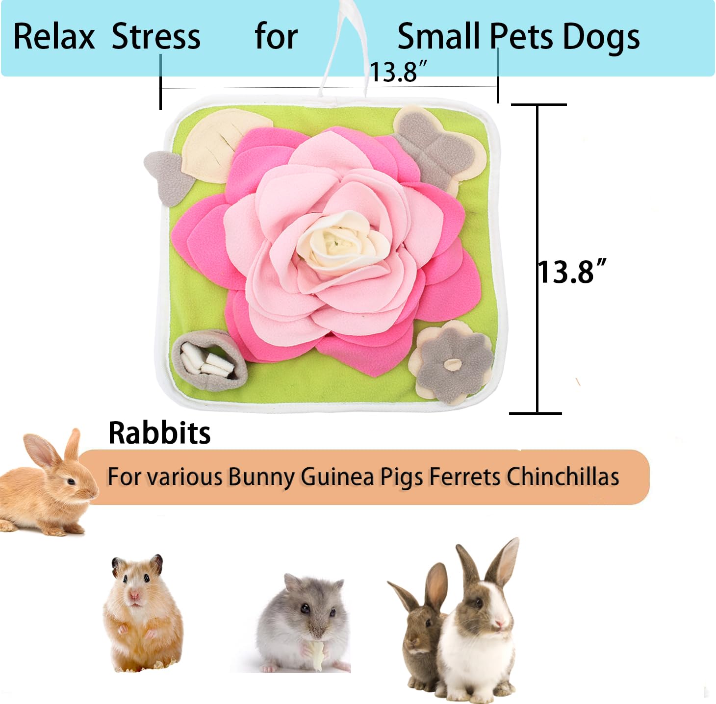Alibuy tapis-reniflage-lapin-rose, surface en polaire douce pour une exploration confortable.