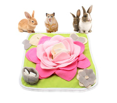 Alibuy tapis-reniflage-lapin-rose, stimulation sensorielle et enrichissement alimentaire.