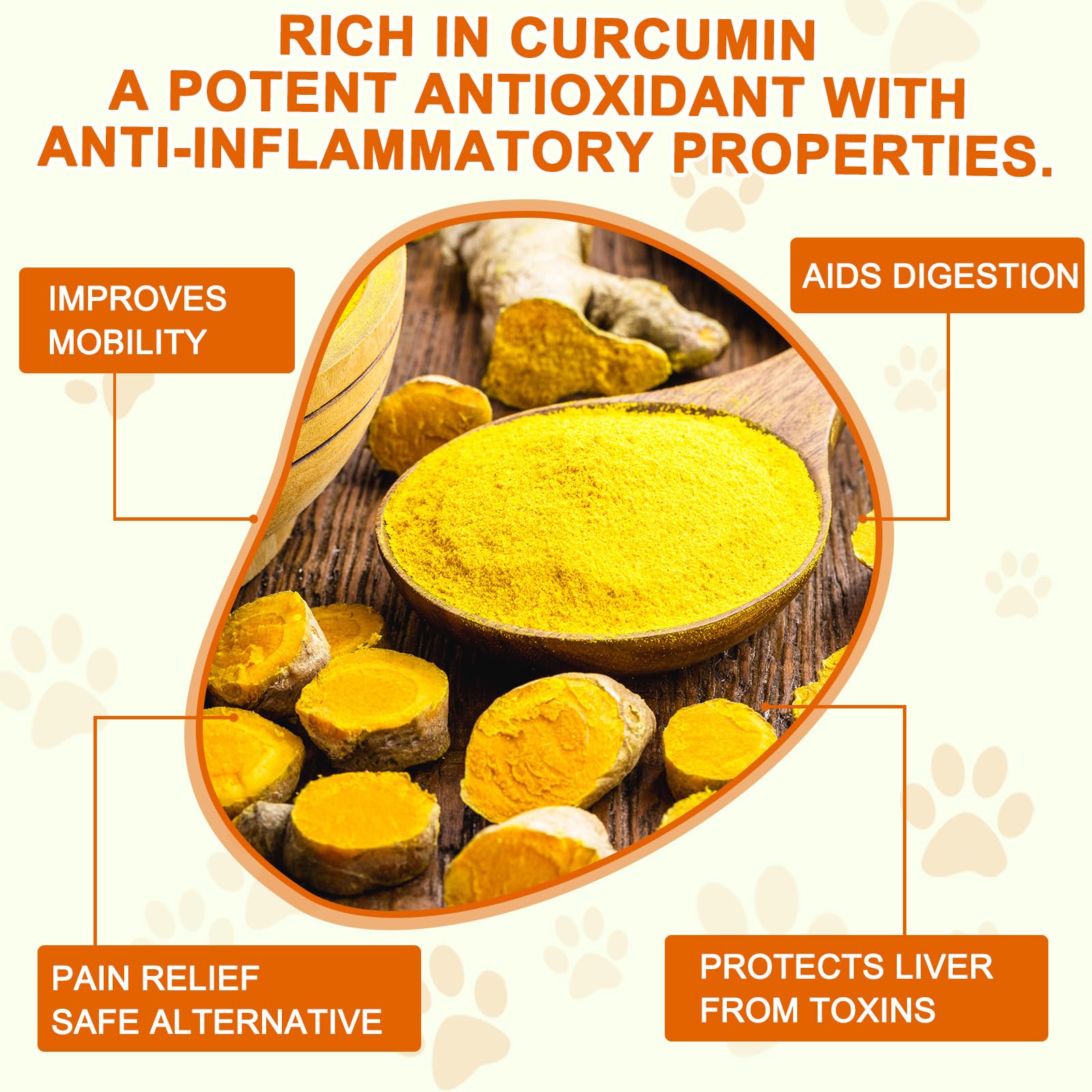 ALIVO Curcuma pour chiens — capsules visibles, soutien digestif potentiel