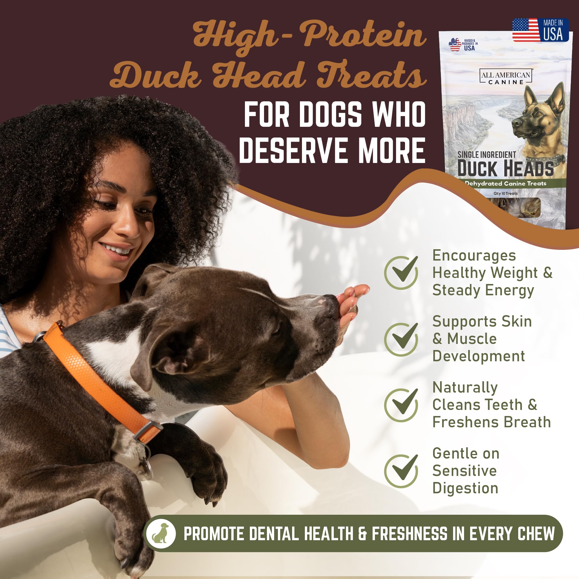 All American Canine – Santé dentaire grâce à la mastication des têtes de canard.