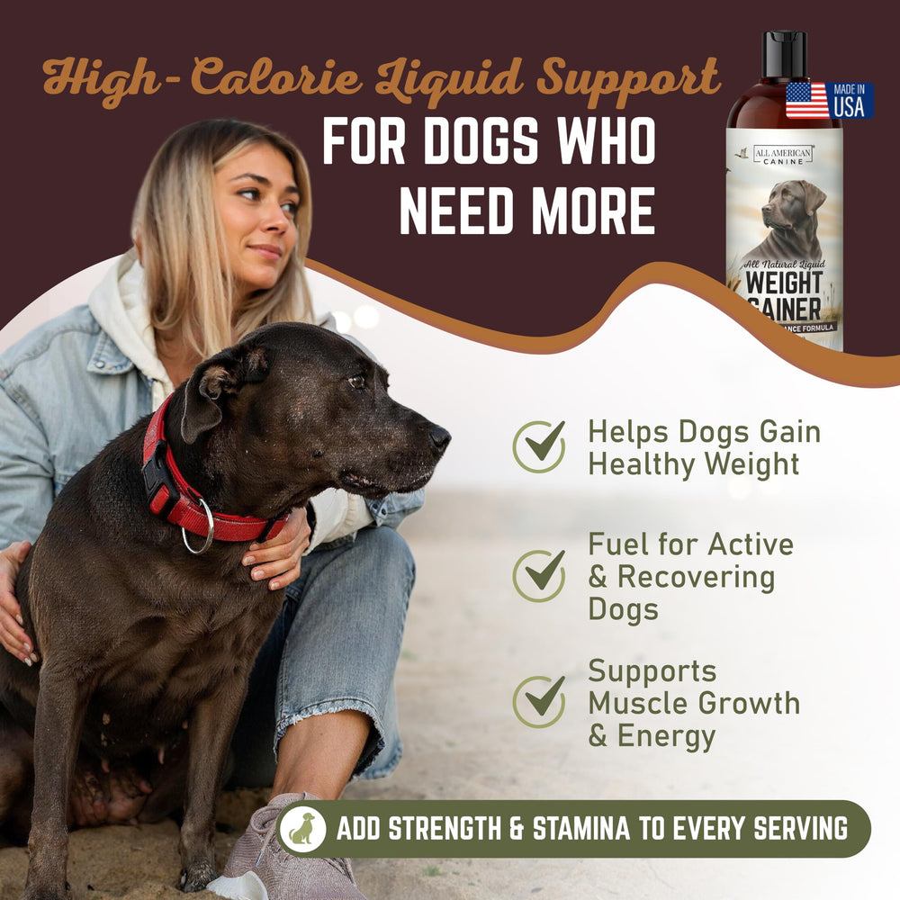 Doseur pratique All American Canine Gain Poids Liquide pour portions faciles.