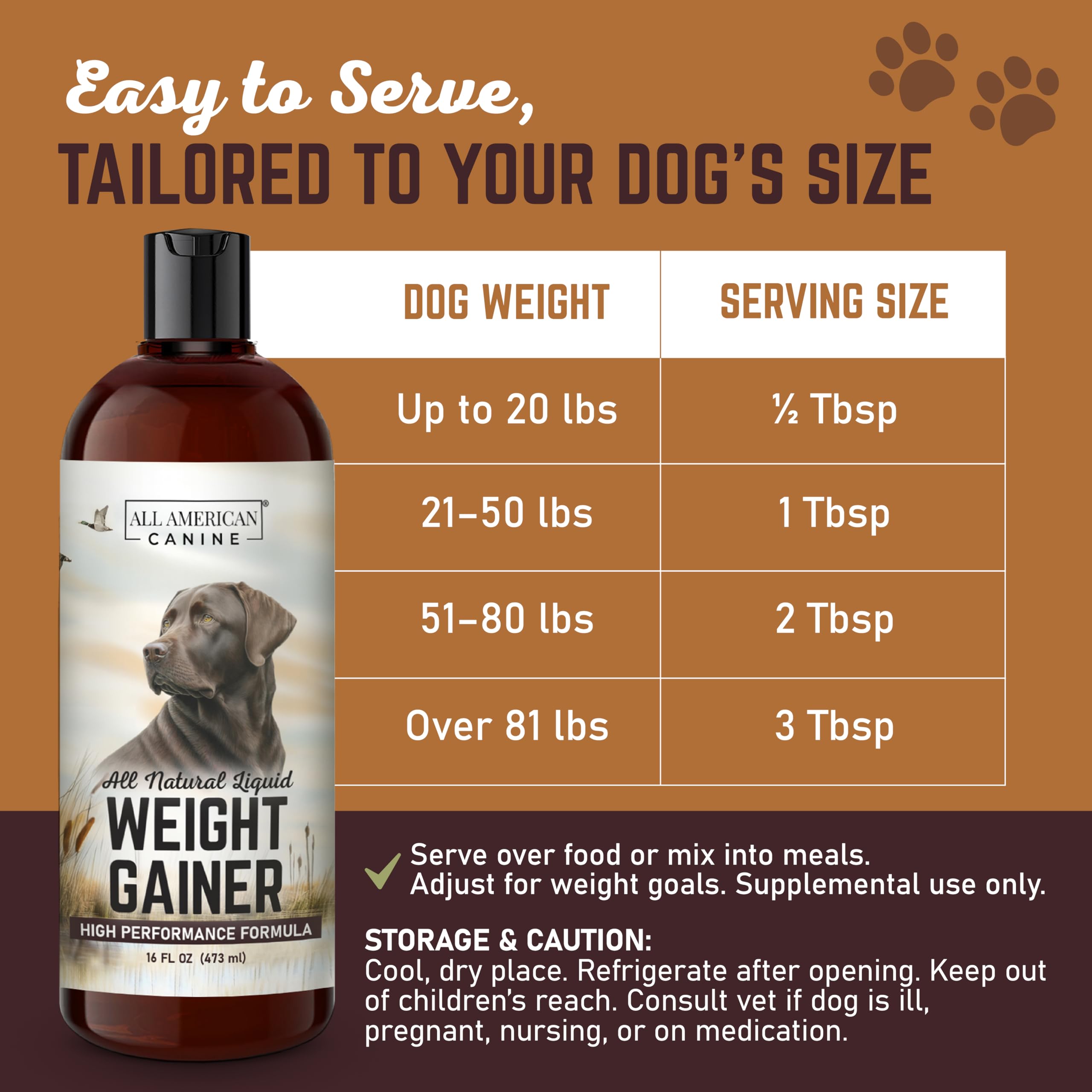 Fabriqué aux Etats-Unis All American Canine Gain Poids Liquide.