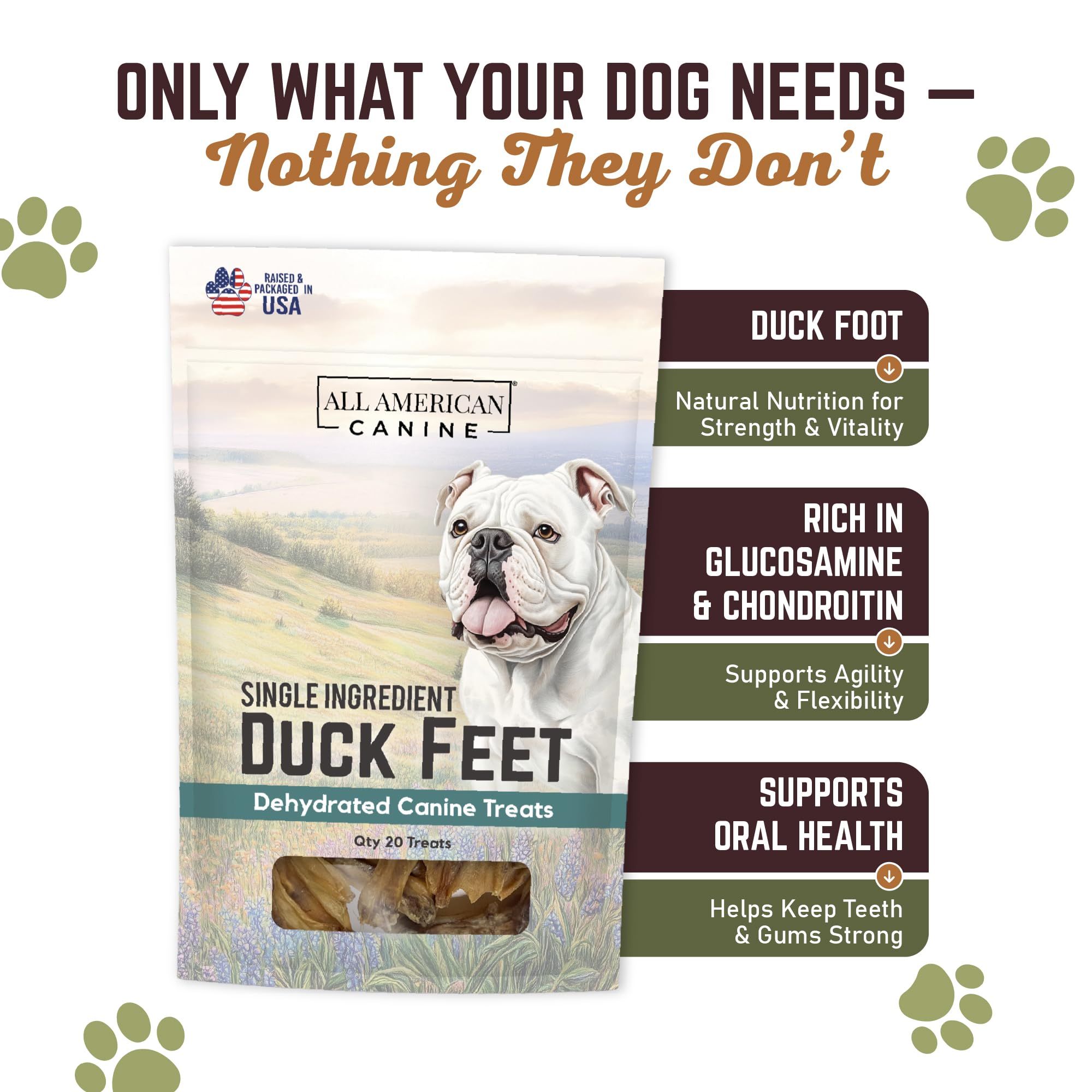 All American Canine pieds de canard – un seul ingrédient pour simplicité alimentaire
