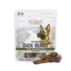 All American Canine — tetes de canard seches, recompense proteinee ideale pour l'entrainement.