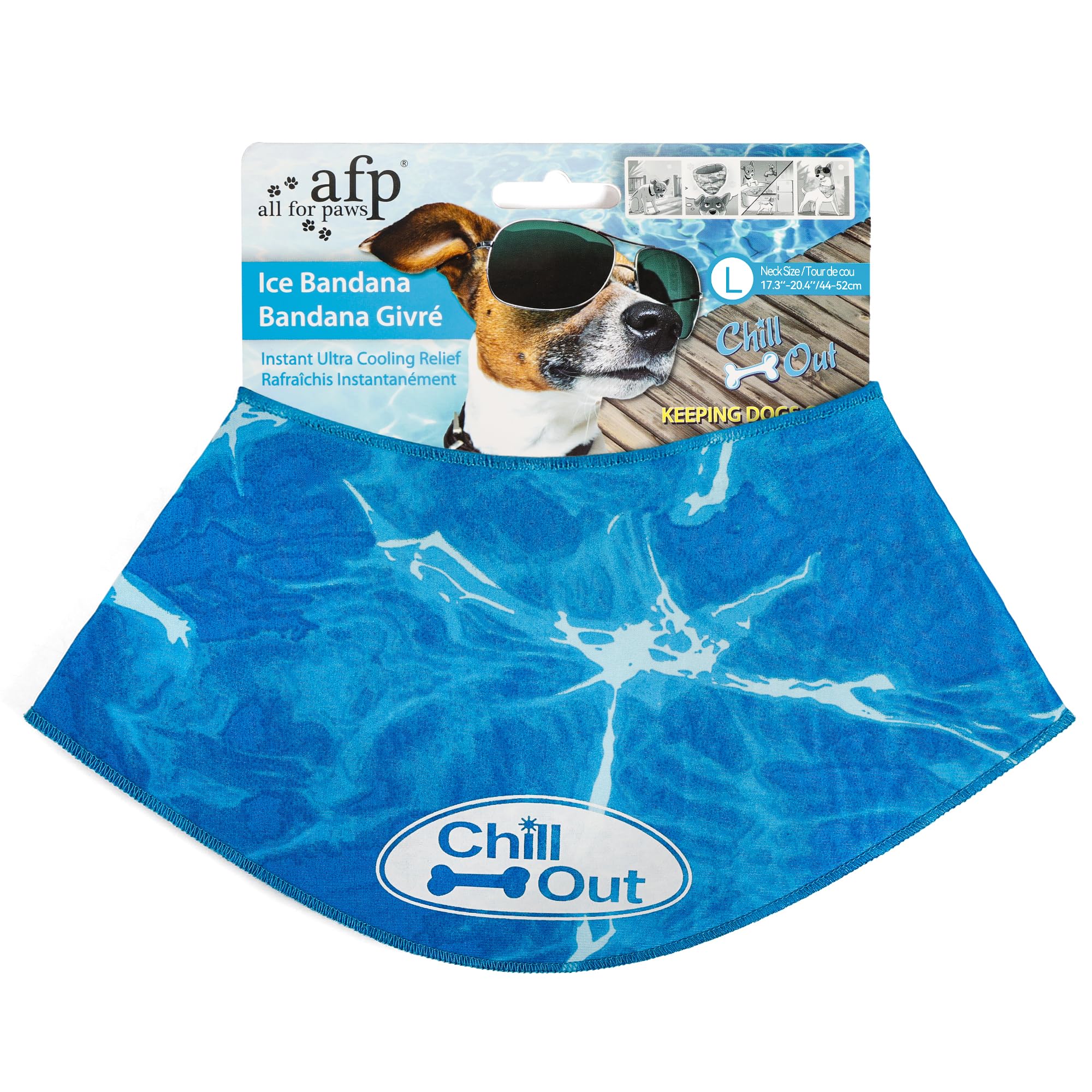 Bandana refroidissant ALL FOR PAWS bleu sur chien grand pour promenade estivale