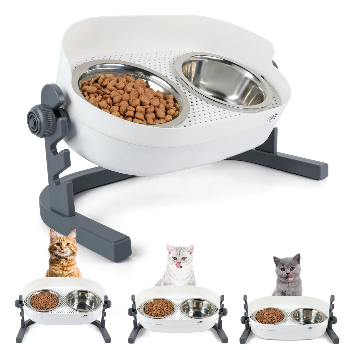 ALL FOR PAWS bol elevé chat en inox 350 ml pour repas confortable.