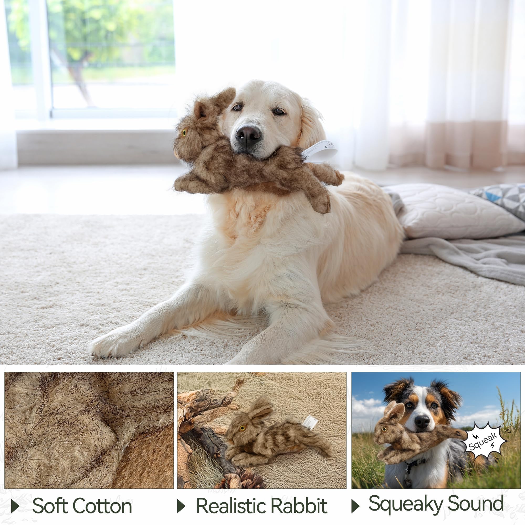 Peluches ALL FOR PAWS lapin, douceur durable et entretien simple.