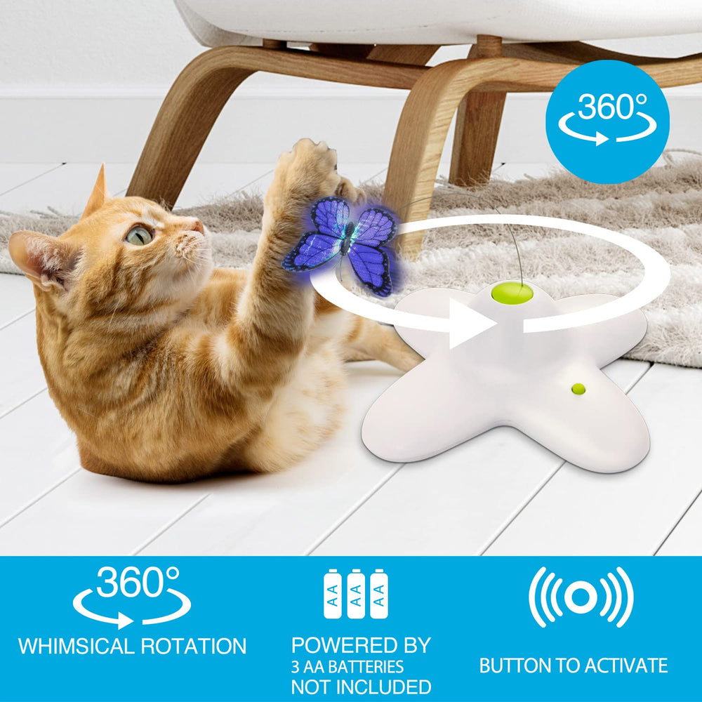 ALL FOR PAWS rotation-360-papillon-jouet-chat capte l'attention et encourage la poursuite.