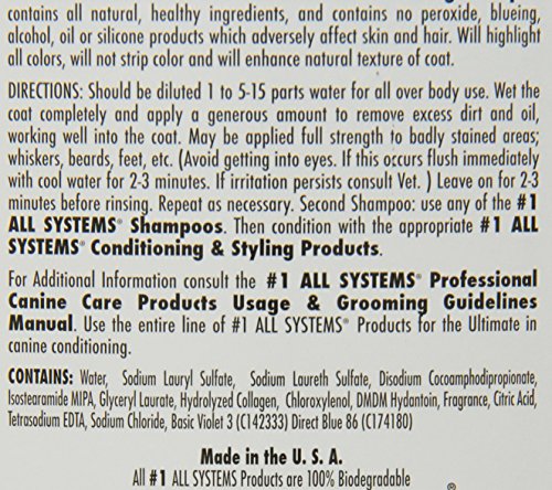 All Systems Pro Shampoo – texture crémeuse, idéal pour chiens et chats.