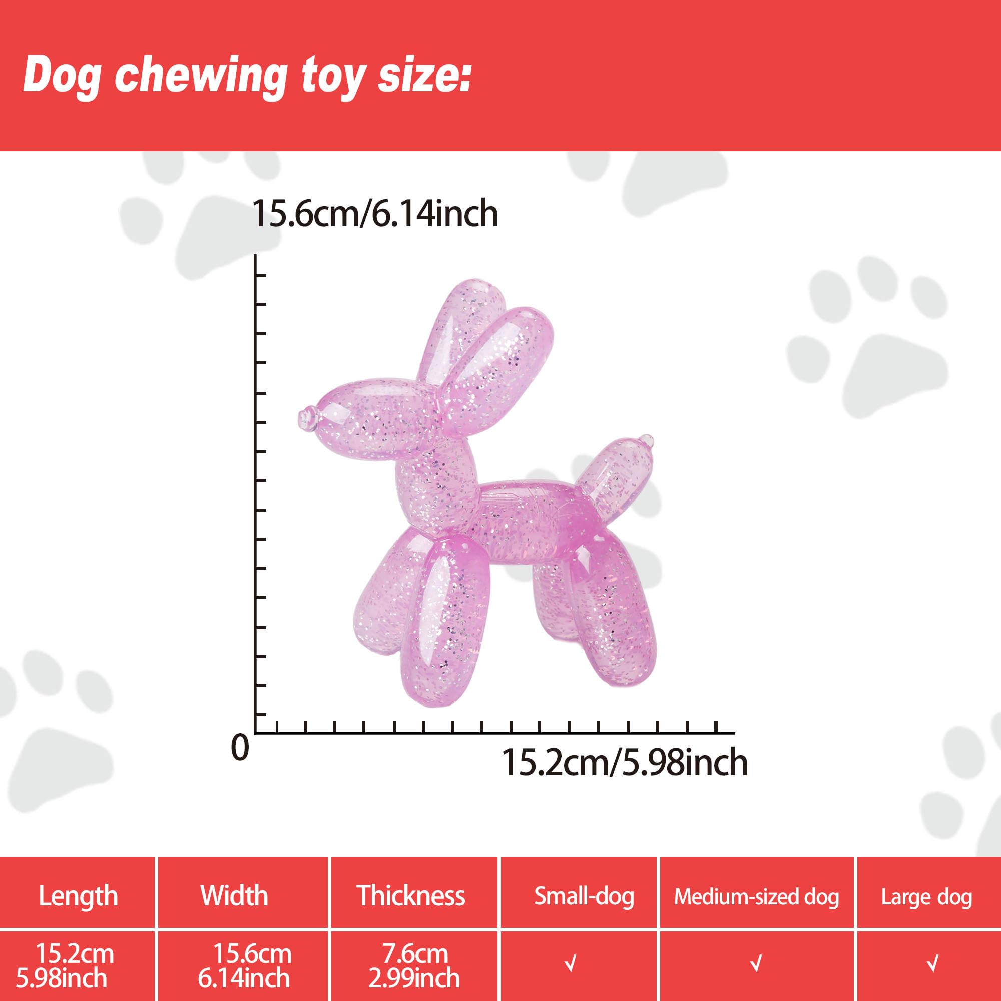 Allcoke jouet dur chien ballon rose, texture bénéfique pour dents et gencives.