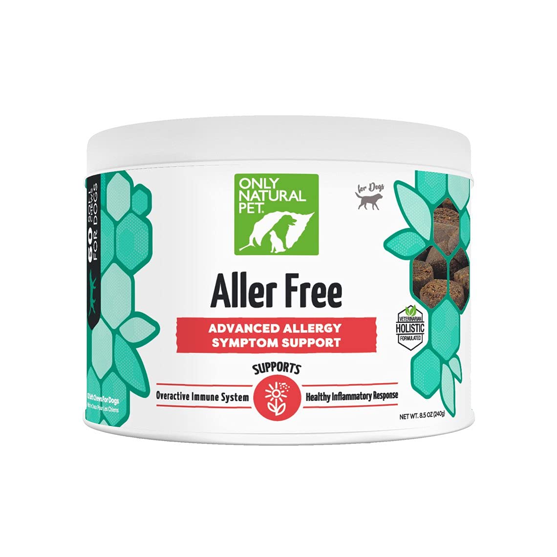 AllerFree pour chien, bouteille montrant le supplément quotidien potentiel