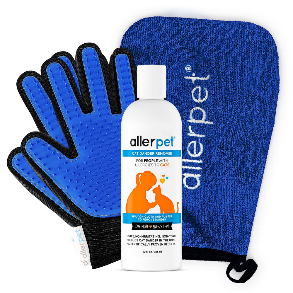 Allerpet: bouteille anti-squames chat, réduction potentielle des allergènes.