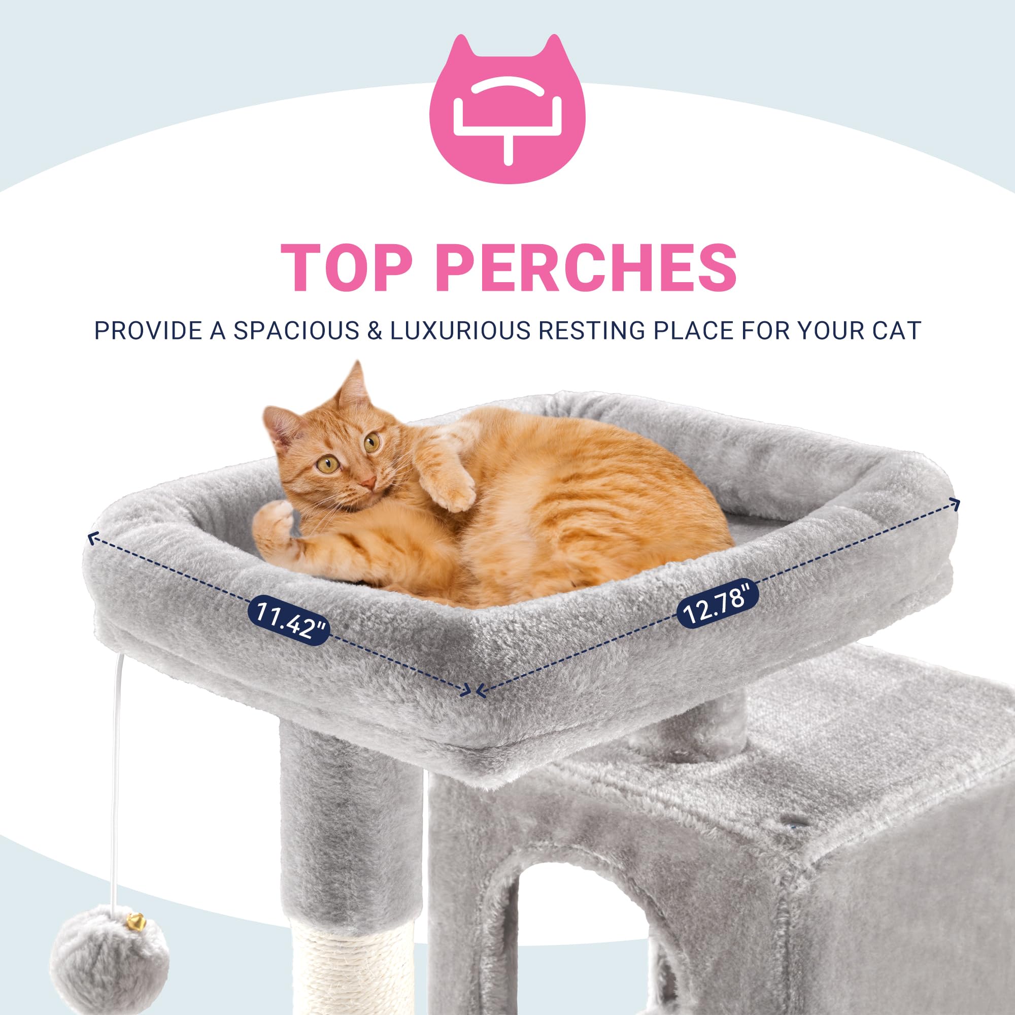 Allewie arbre à chat 29 pouces, base stable avec kit anti-basculement