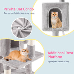 Allewie arbre à chat 29 pouces, perchoir supérieur en peluche confortable