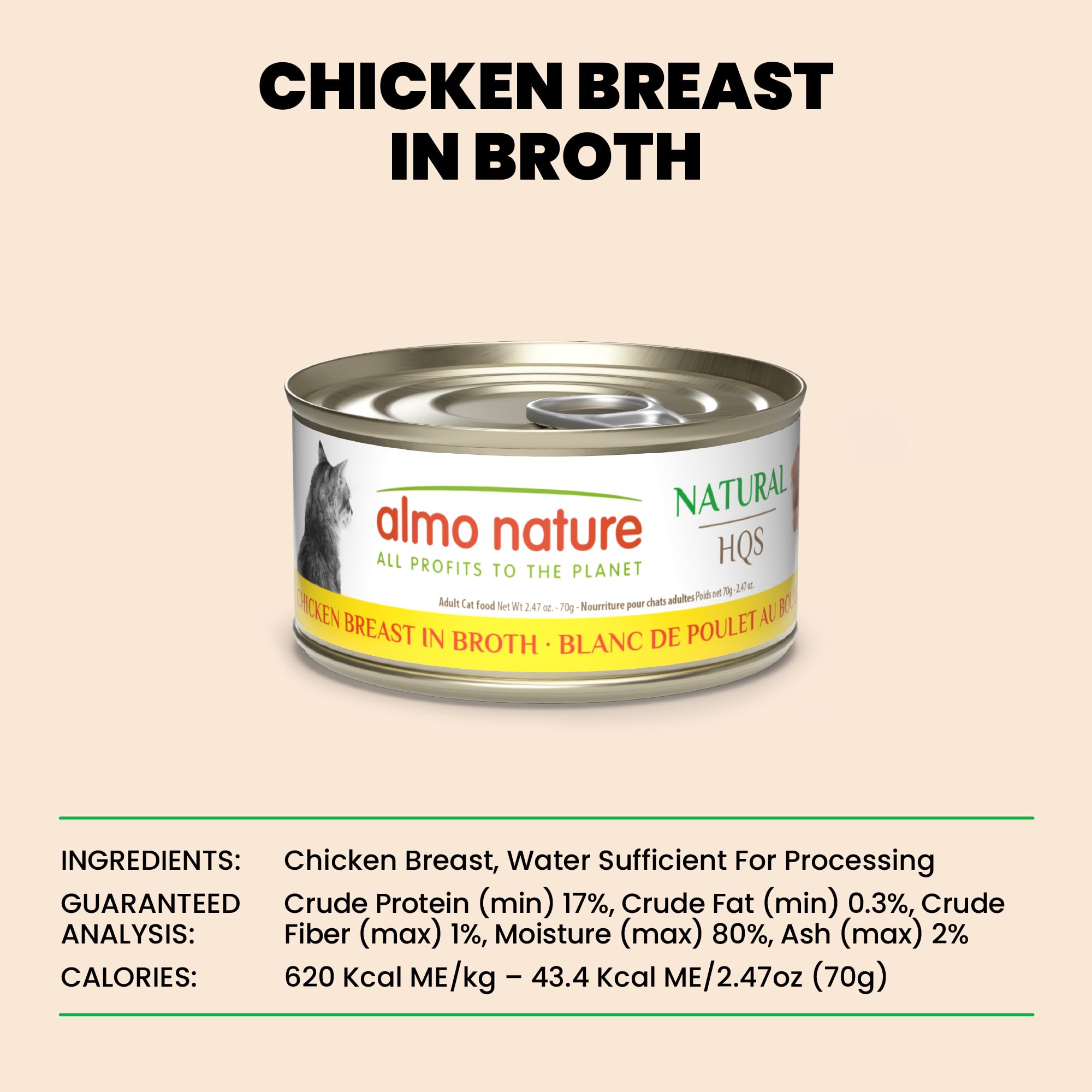 Bol chat avec HQS Natural dans bouillon, hydratation et goût.
