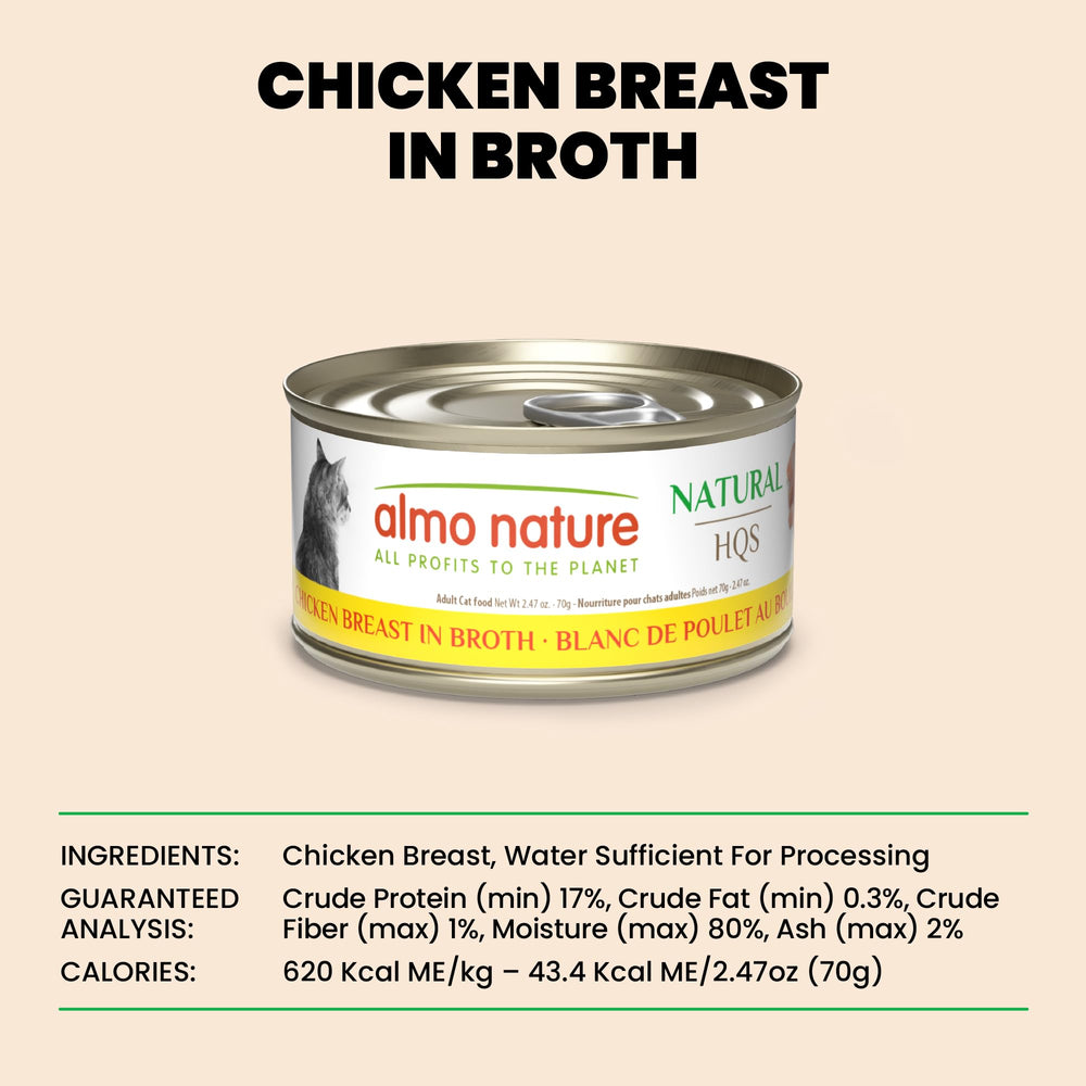 Bol chat avec HQS Natural dans bouillon, hydratation et goût.