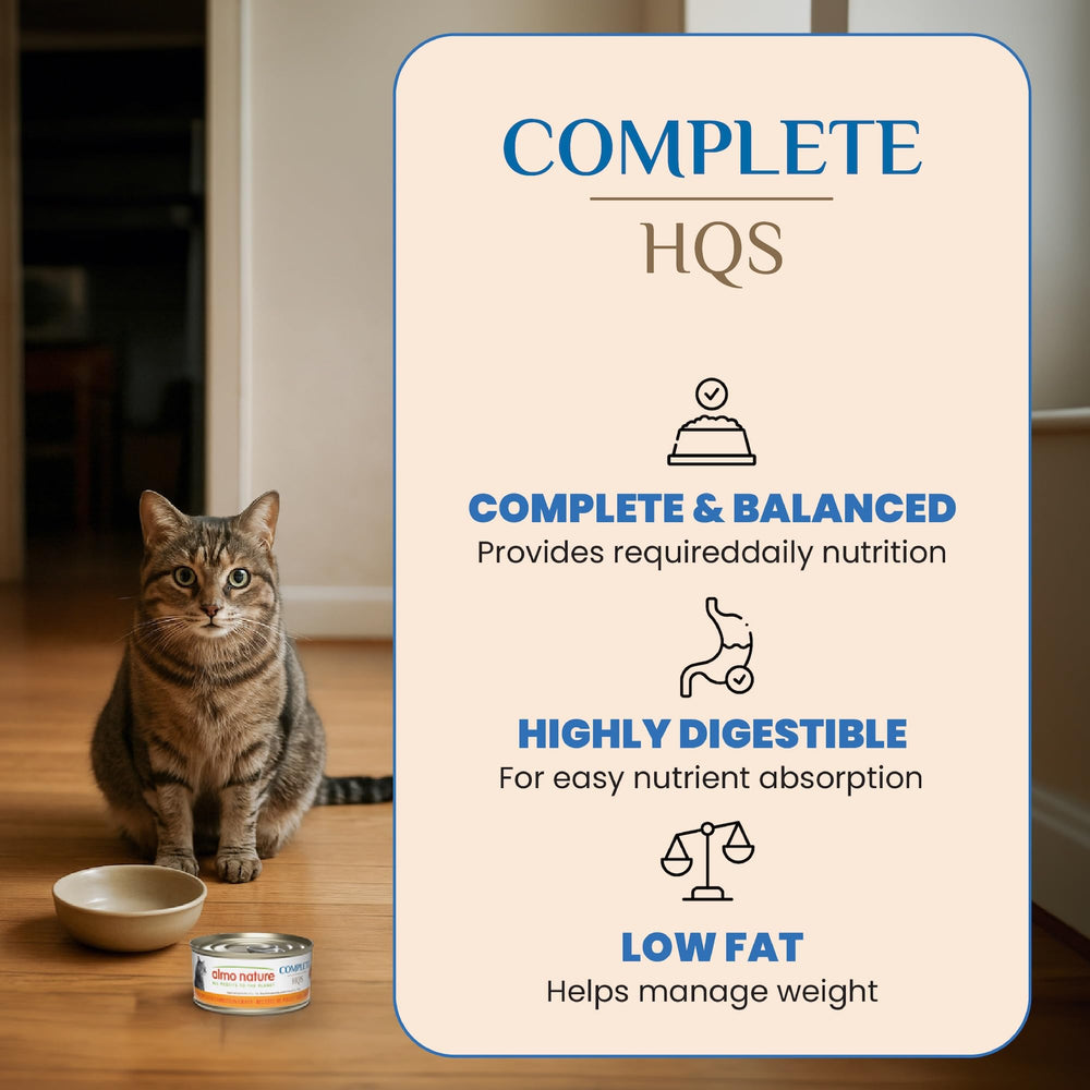 Ingrédients HQS de haute qualité pour chat, protéines faciles à digérer.