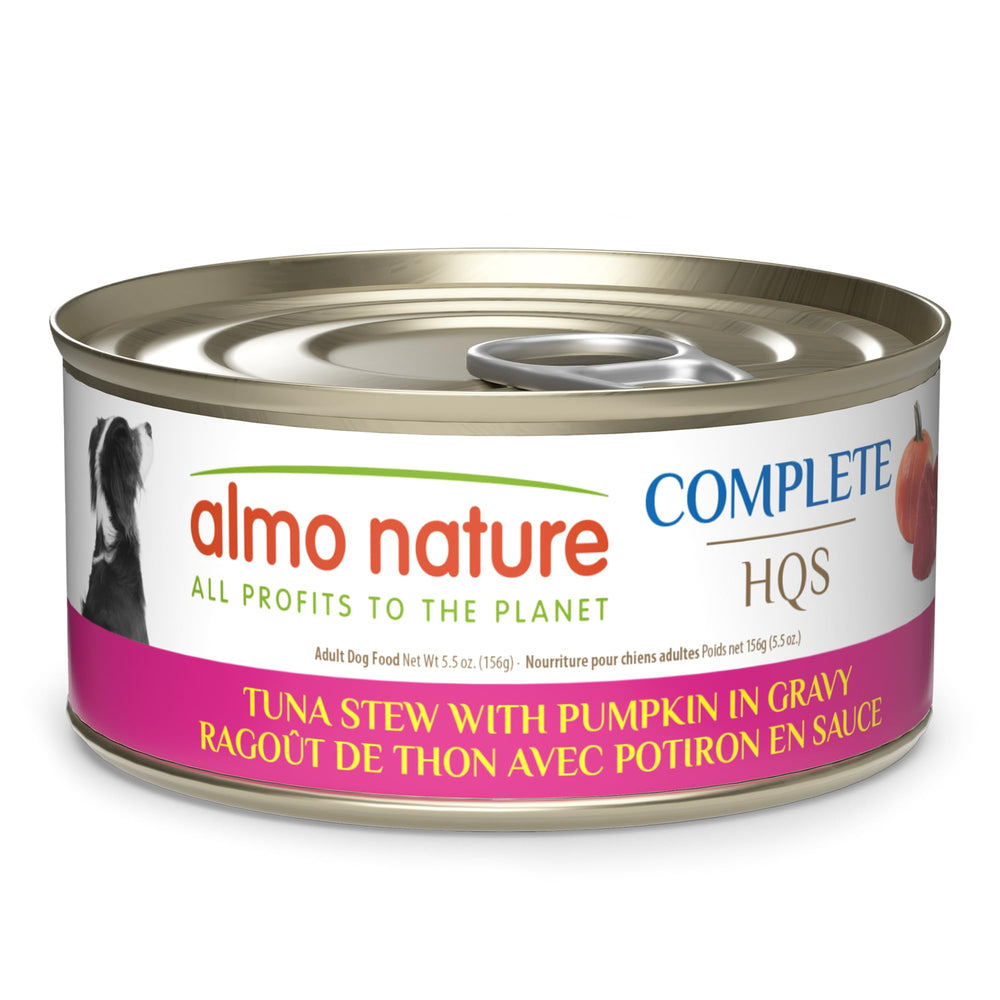 Almo Nature HQS Complete - boîte thon citrouille en sauce pour chien, repas naturel.