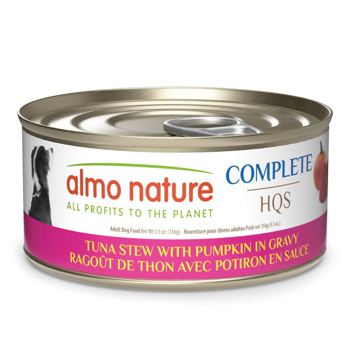 Almo Nature HQS Complete - boîte thon citrouille en sauce pour chien, repas naturel.