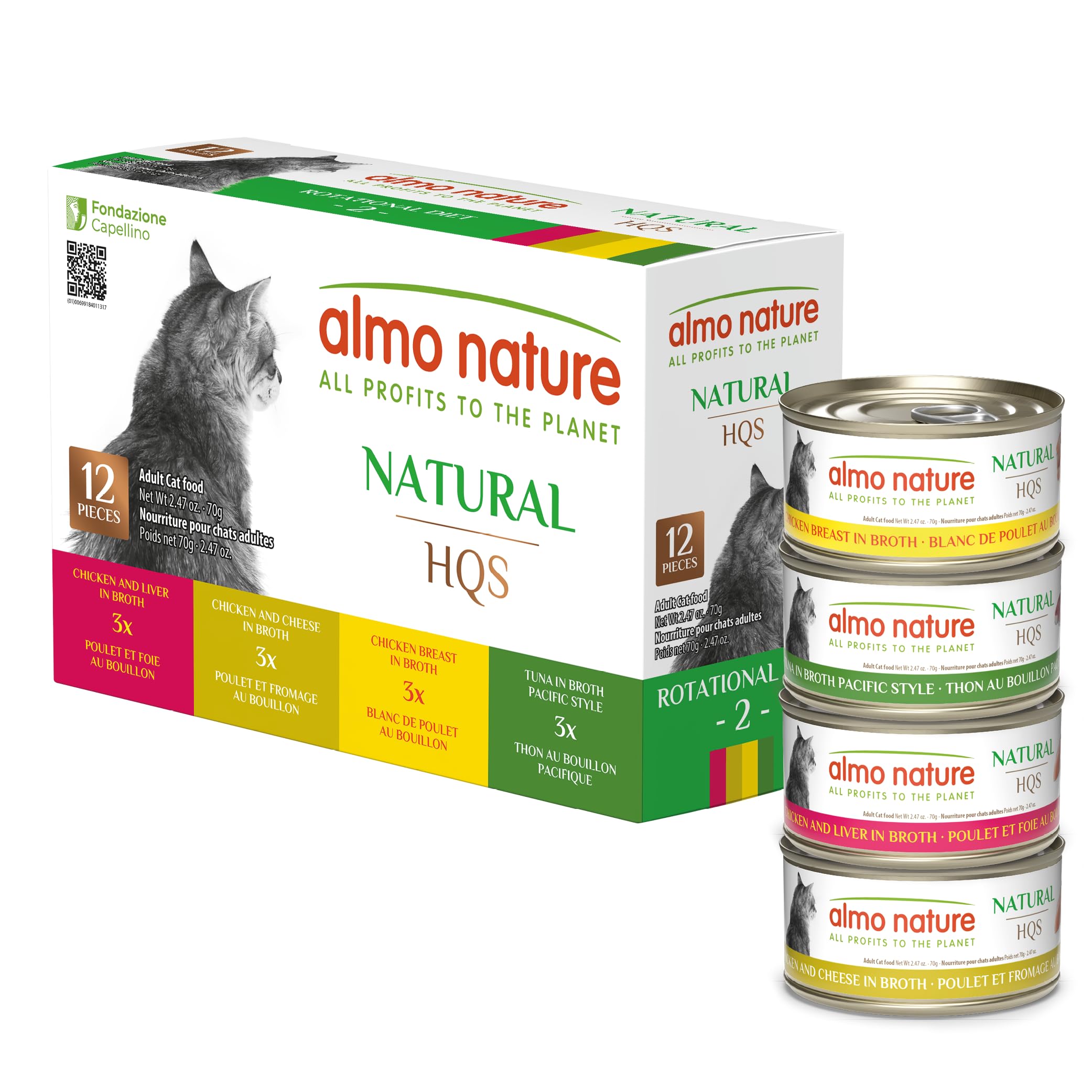 Almo Nature HQS Natural saumon dans bouillon, aliment humide pour chats, soutien hydratation et appétit