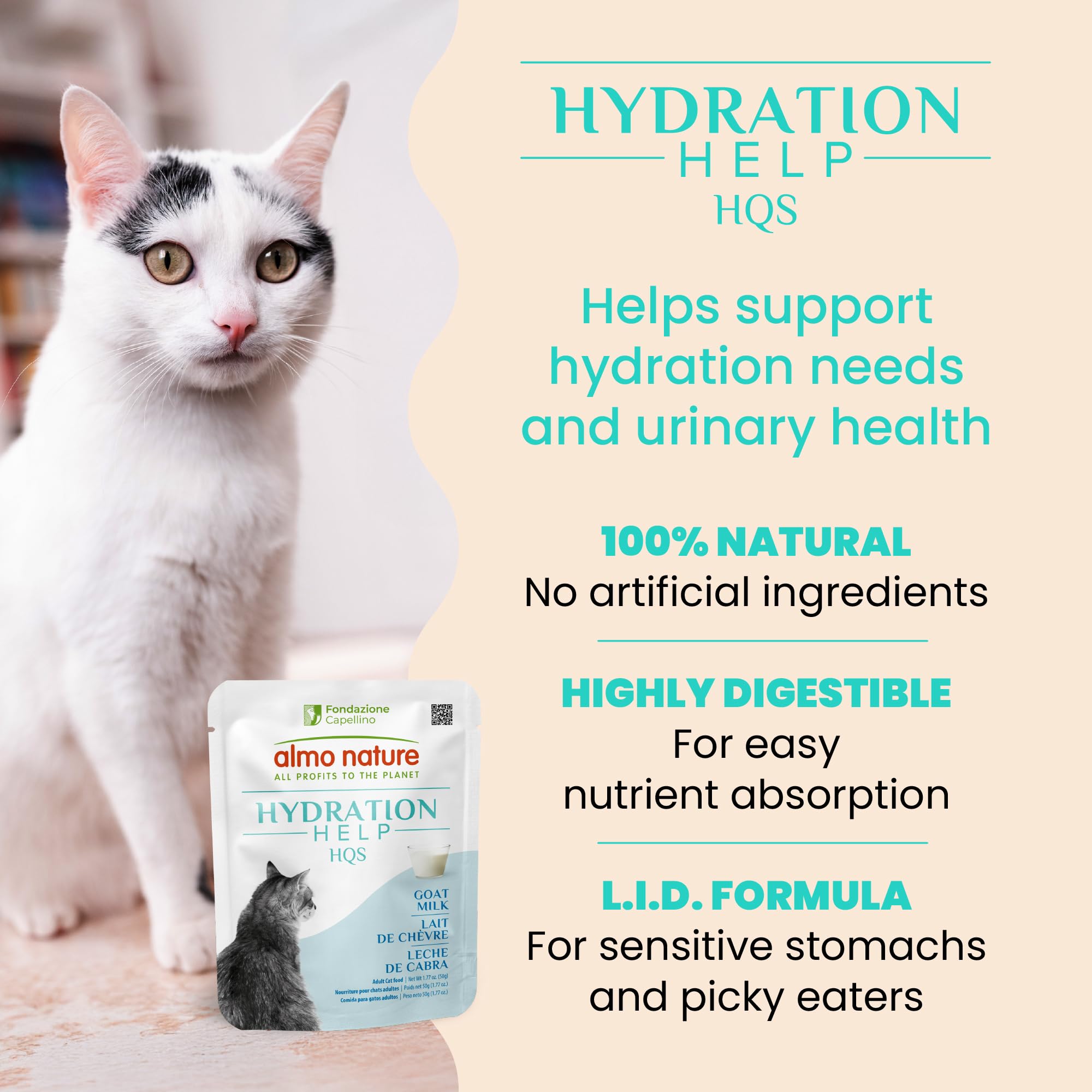 Poche HQS, lait chèvre, texture fluide et digestion légère.