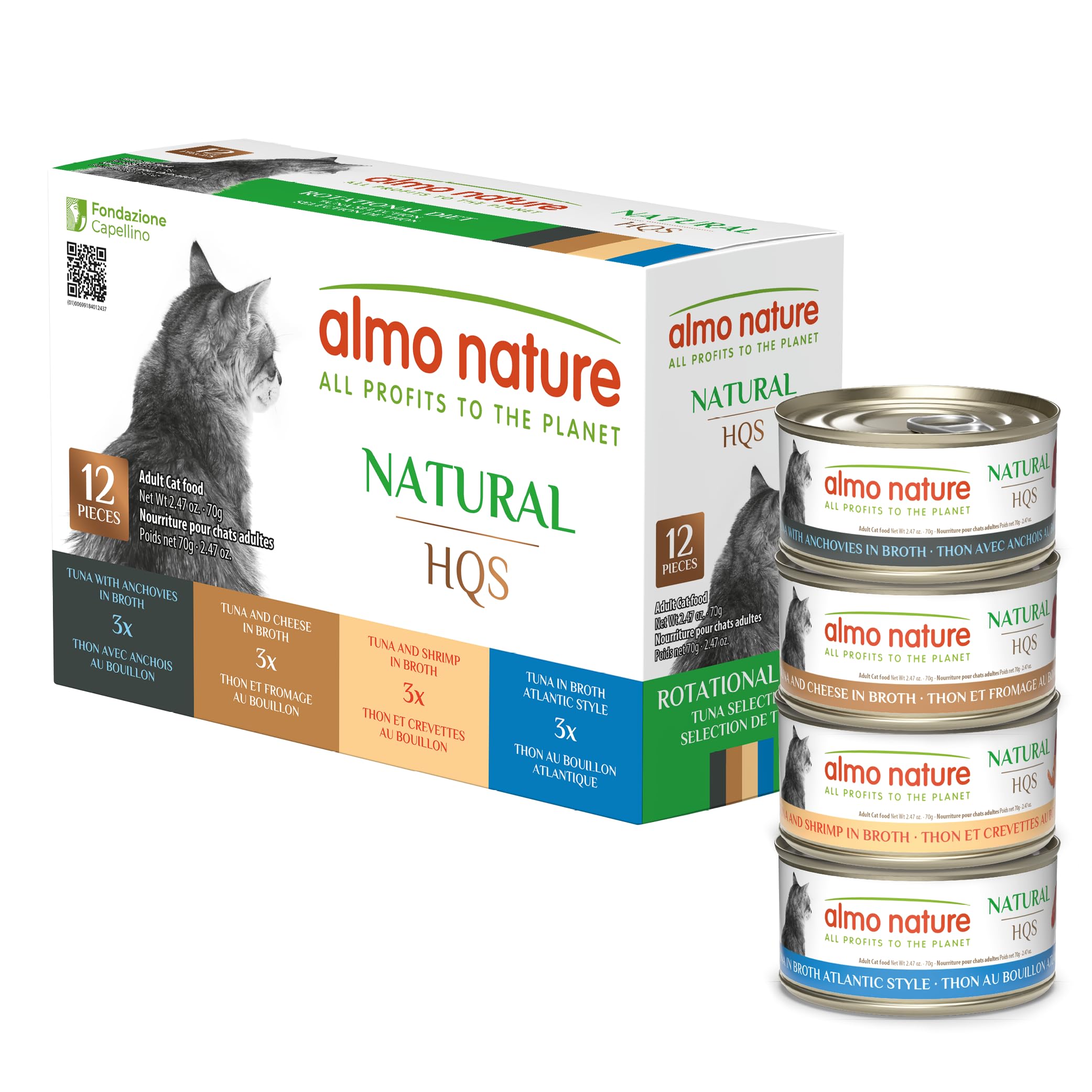 Almo Nature HQS Thon Selection, boîte 12, pratique pour varier les repas du chat.