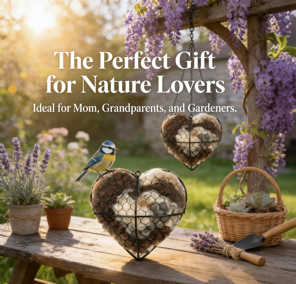 Nid Coeur Alpaga : décor de jardin charmant et refuge pour petits oiseaux.