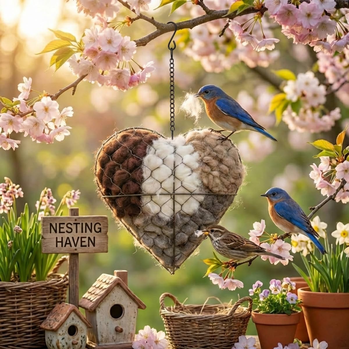 Décor de jardin charmant avec le cœur-nid Alpaga.