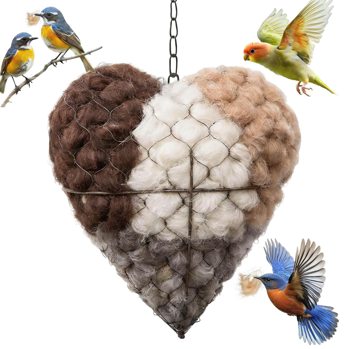 Nid-coeur Alpaga réutilisable offrant un abri sûr pour les oiseaux dans le jardin.