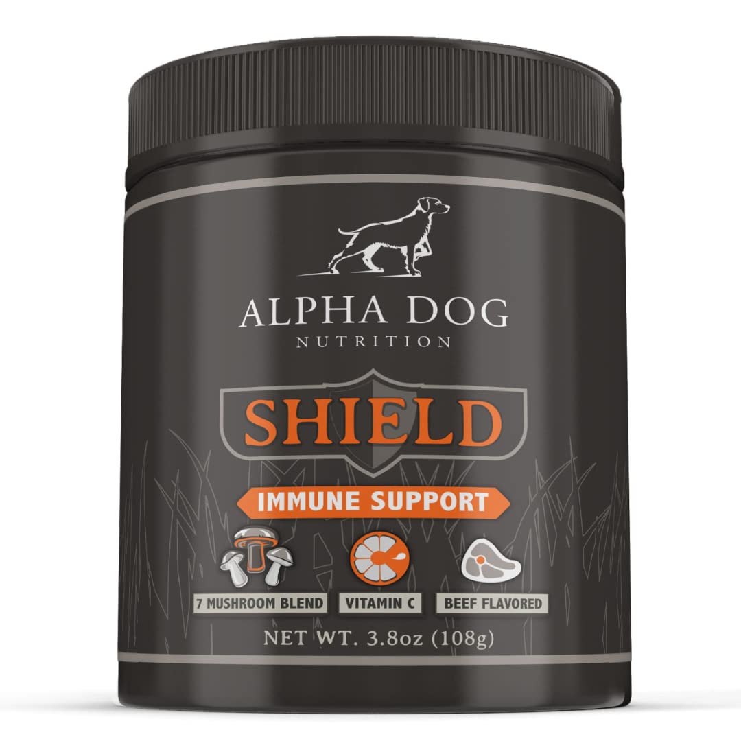 Alpha Dog Nutrition Shield, bouteille, soutien immunitaire potentiel pour chiens
