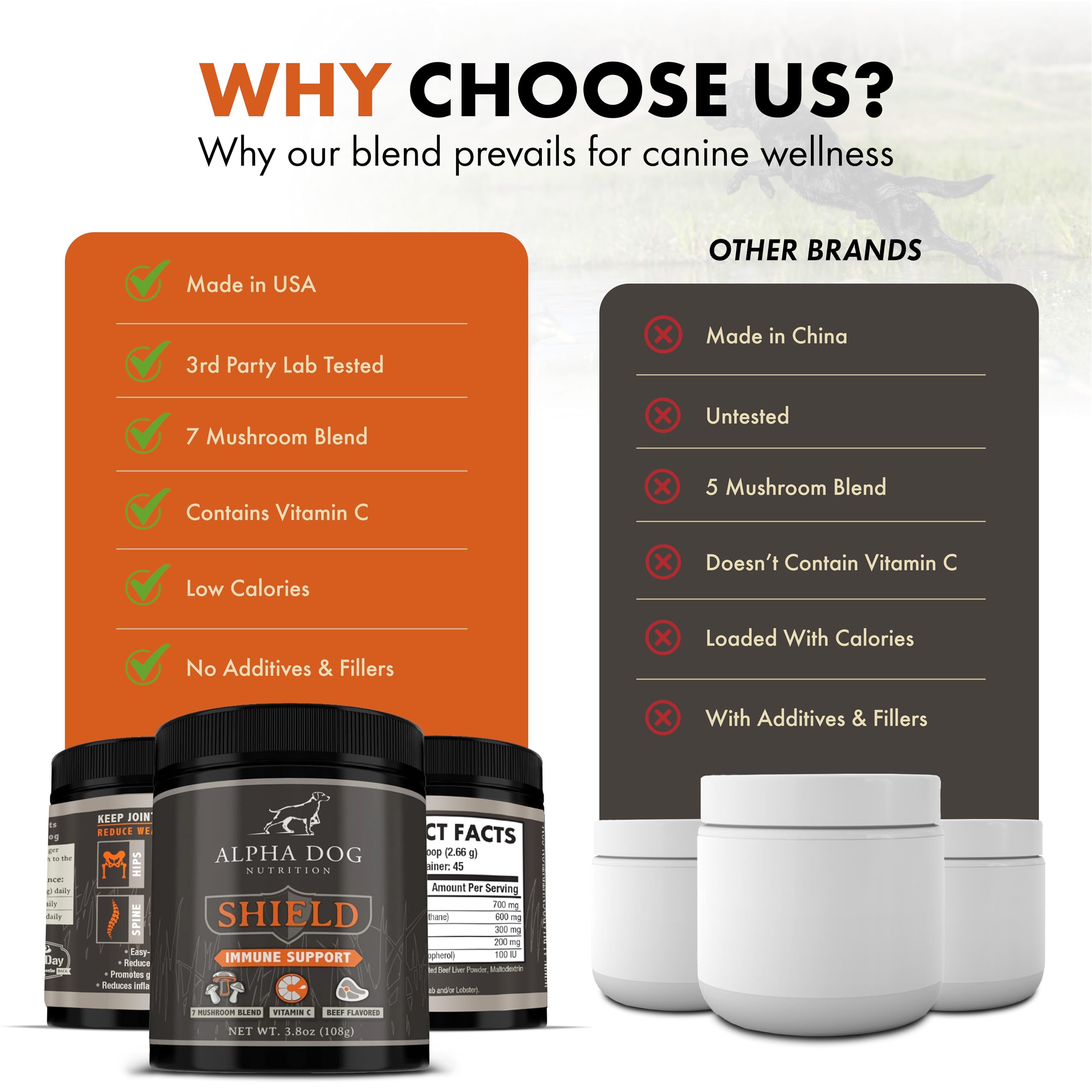 Alpha Dog Nutrition Shield - doseur et poudre faciles à doser pour chiens
