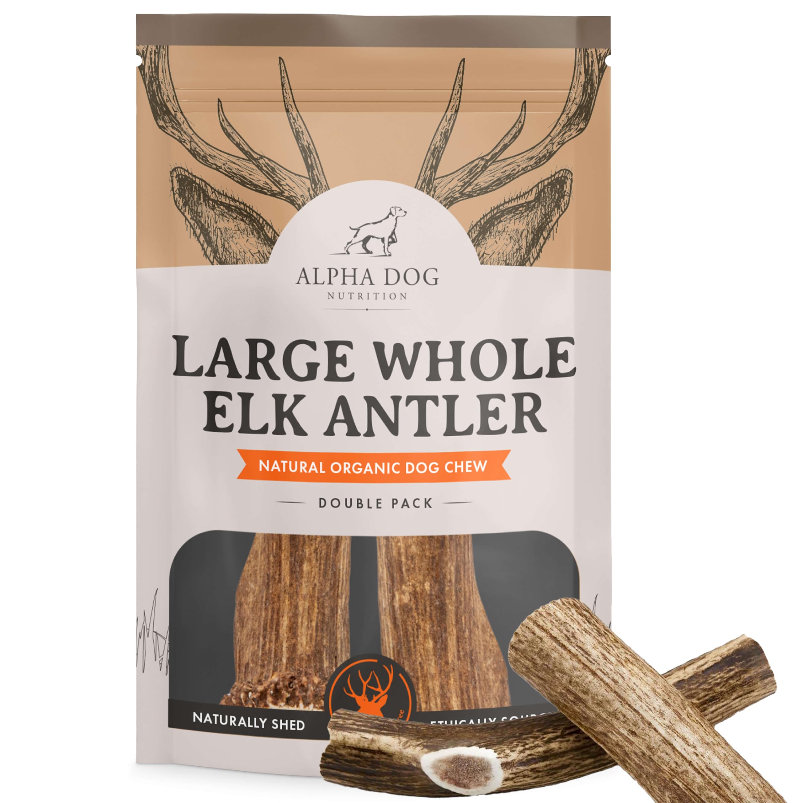 Alpha Dog Nutrition os de wapiti grand entier pour chiens – mastication longue et captivante