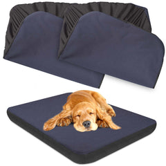 Housse ALWZ-RDY imperméable bleu couvrant le lit du chien pour une protection durable.