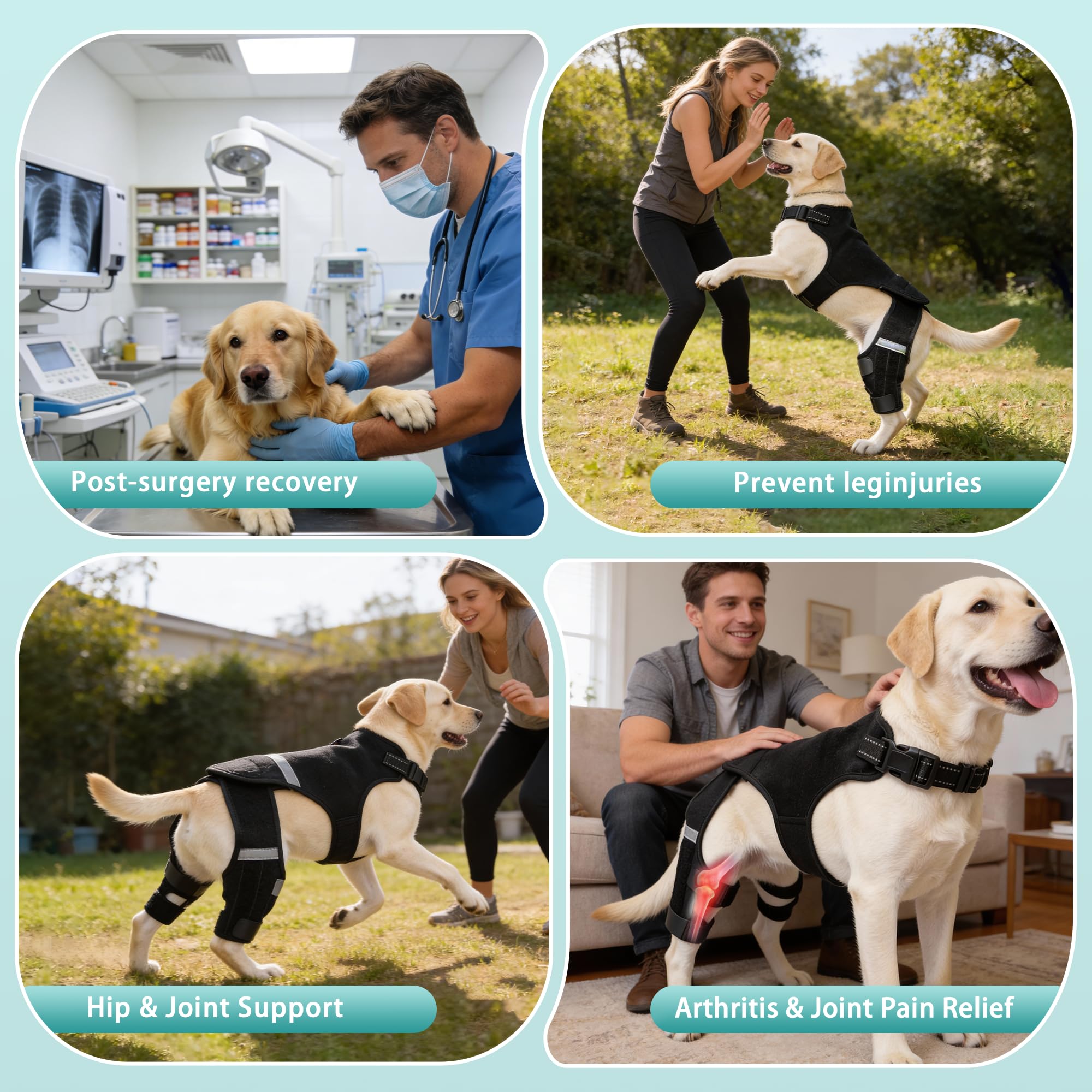 Utilisation quotidienne facilitée ALYBIT attelle arrière pour chien.