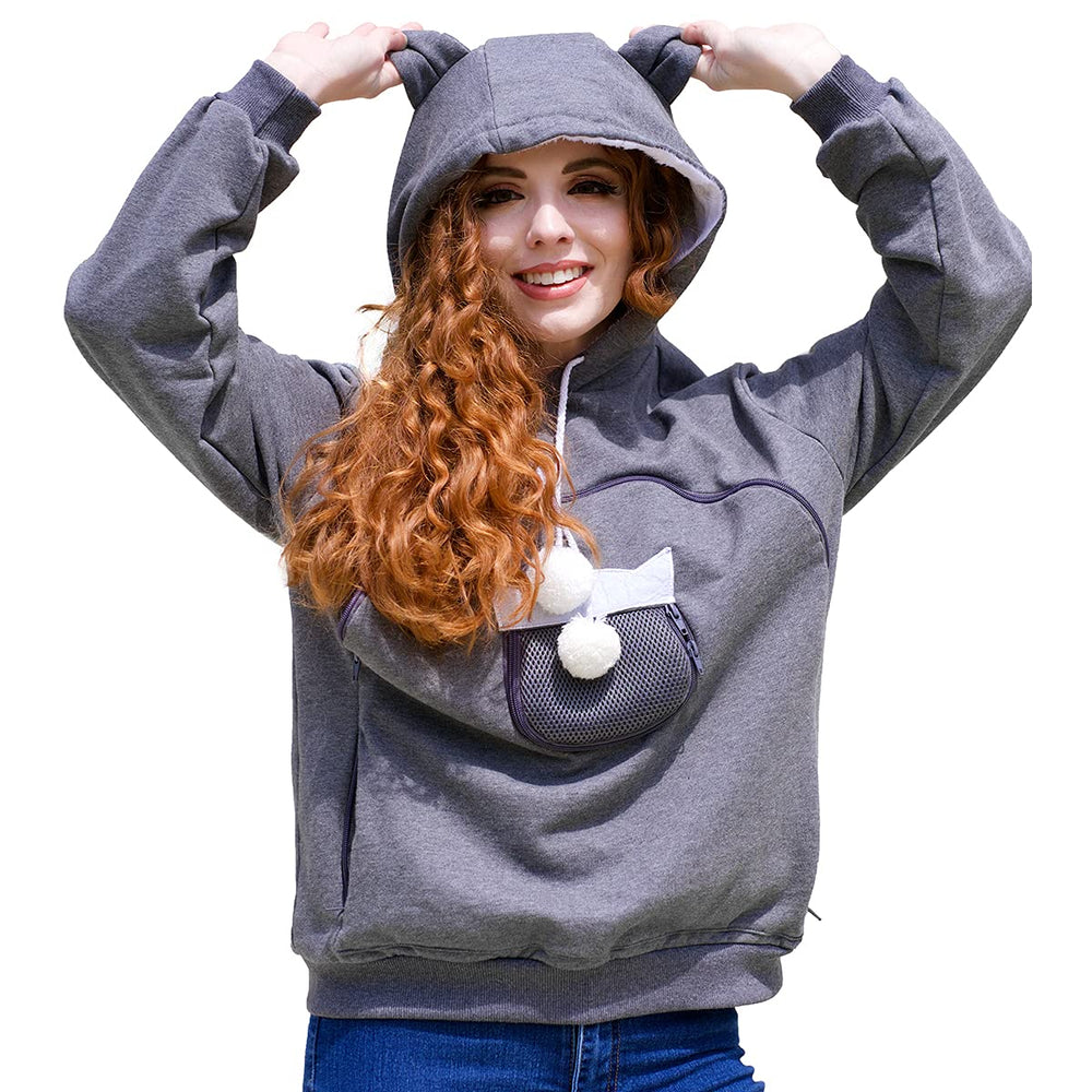 ALYC hoodie porte-animaux, poche frontale spacieuse pour chien ou chat, pratique et confortable.