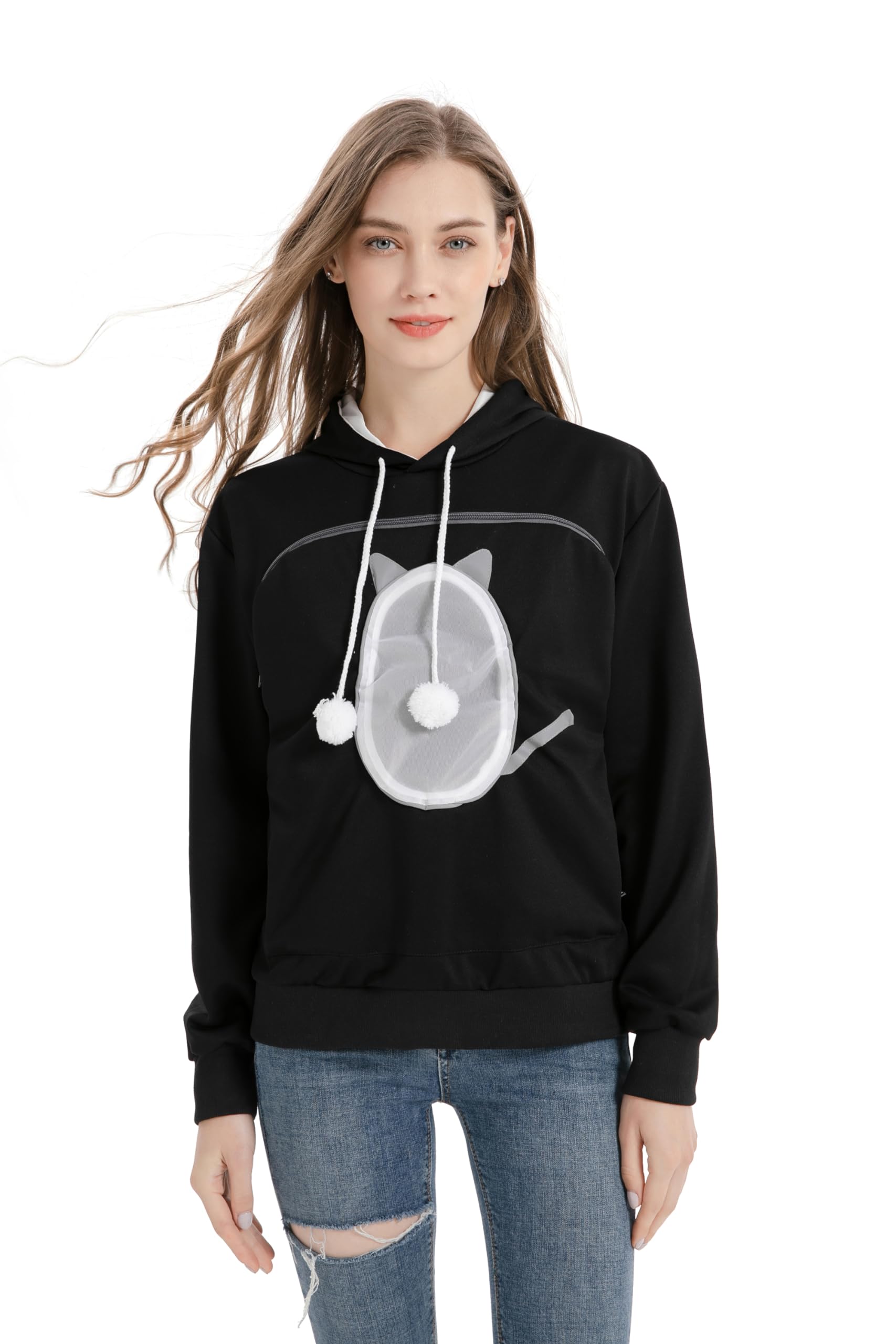 ALYC hoodie porte-animaux: poche intégrée pour transporter votre compagnon en douceur.