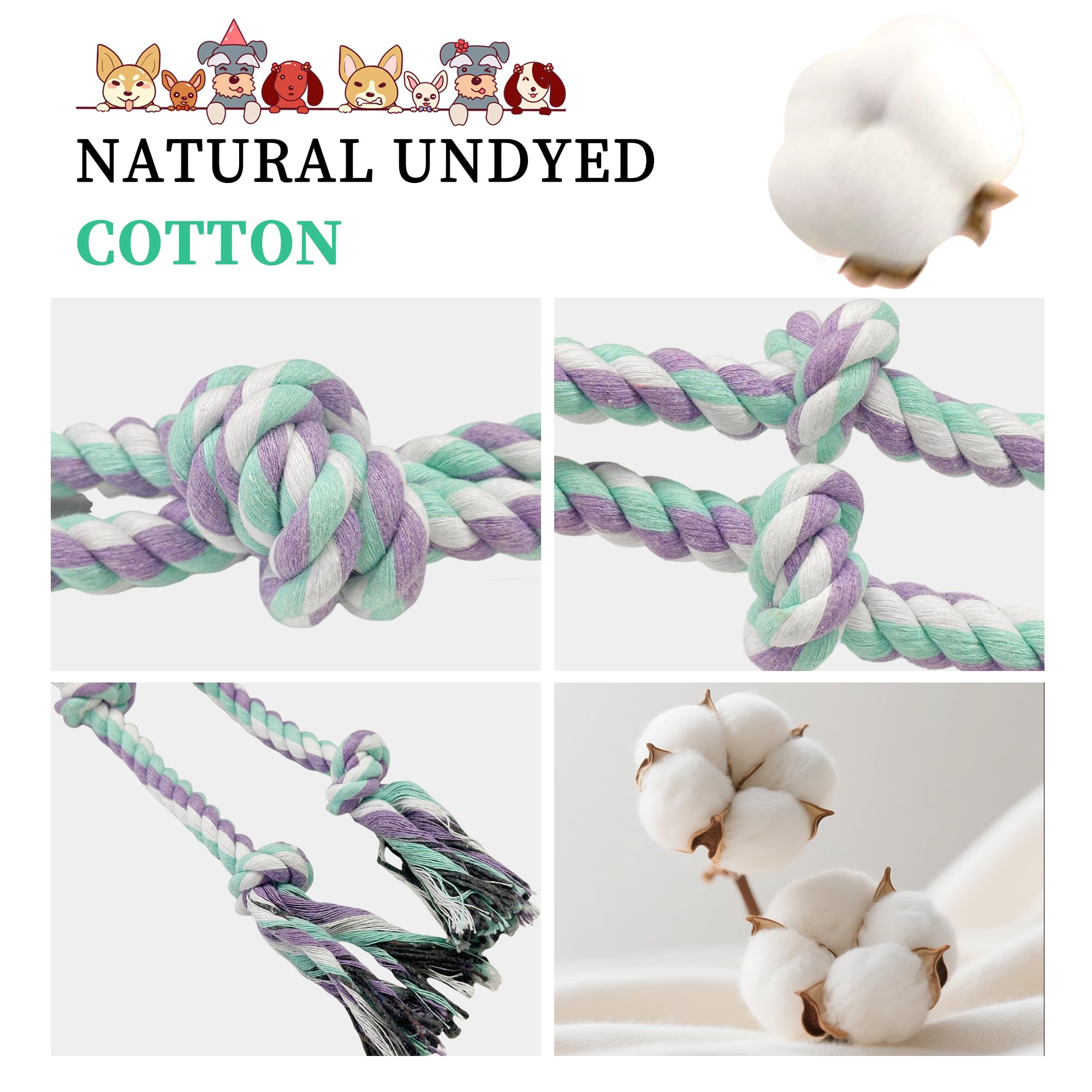 AmaCielo corde jouet coton naturel, sécurité et lavage facile.