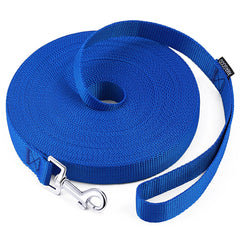 AMAGOOD laisse longue chien 15 pieds bleu, idéale pour entraînement et rappel en extérieur.
