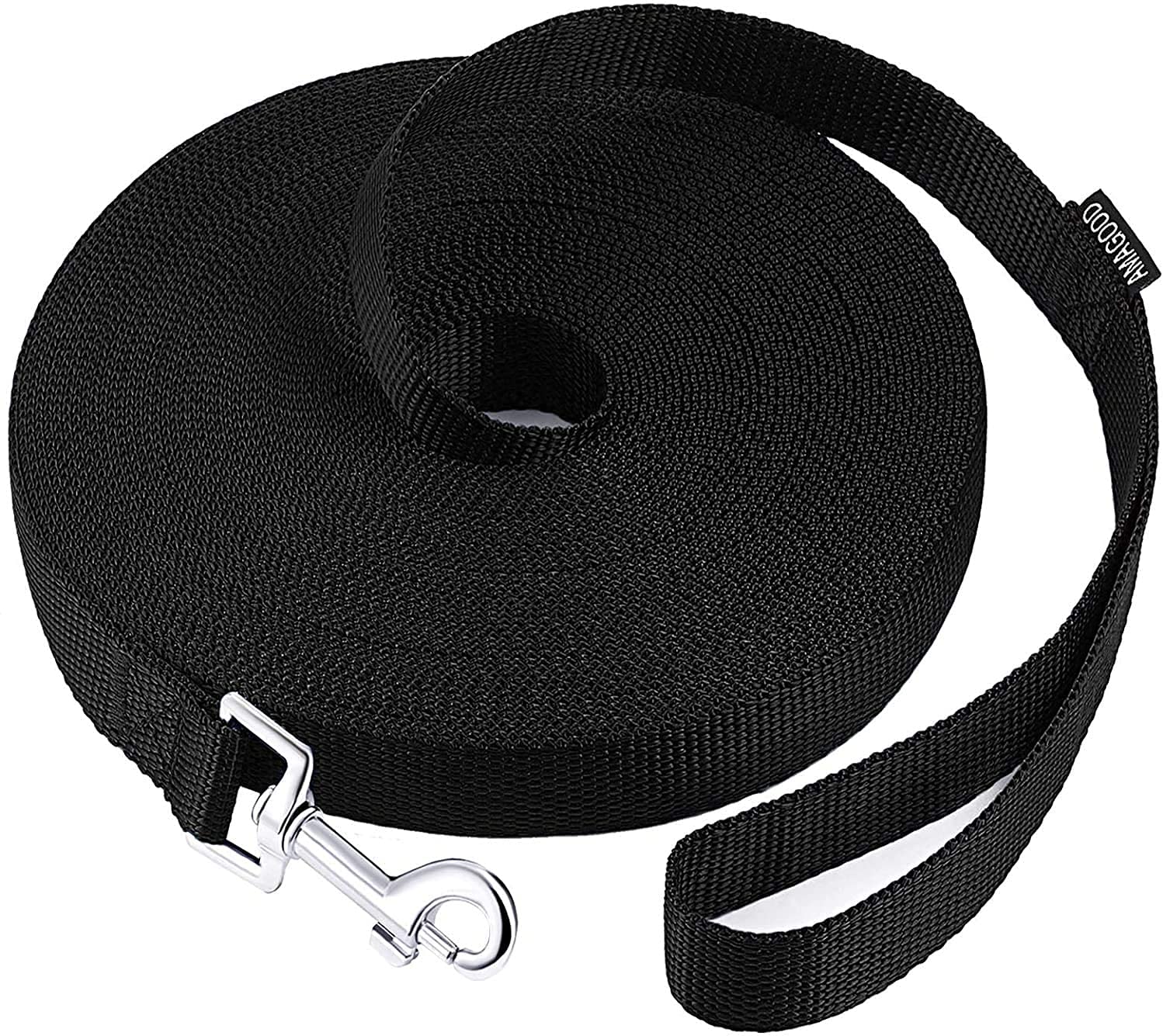 AMAGOOD longe chien 30 pieds noire, longueur idéale pour l'entraînement et les sorties.