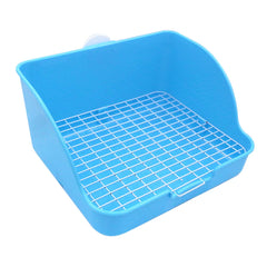 Amakunft bac litière petit animal carré avec grille bleu, nettoyage facilité.