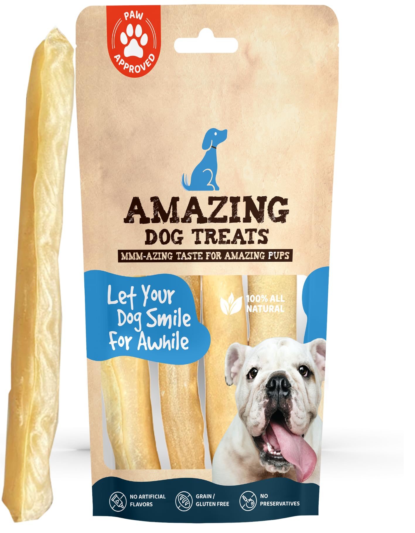 Amazing Dog Treats bâton collagène large – texture ferme pour mastication.