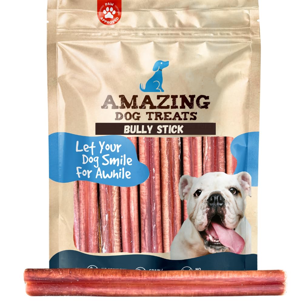 Amazing Dog Treats: bâtonnets bully 6 pouces, pack 25, récompense durable.