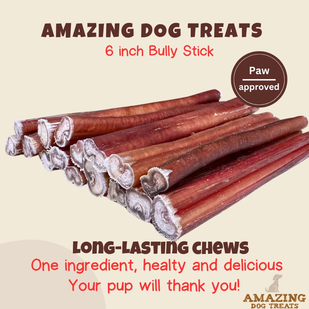 Amazing Dog Treats : emballage ouvert montrant les bâtons bully moyens pour mastication prolongée.