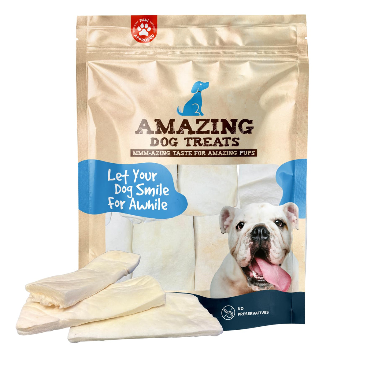 Amazing Dog Treats : tranche épaisse de joue de bœuf, idéale pour mordre et nettoyer les gencives.